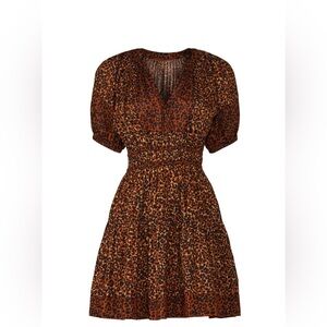 Ulla Johnson Mariana Brown Leopard Mini Dress size 2
